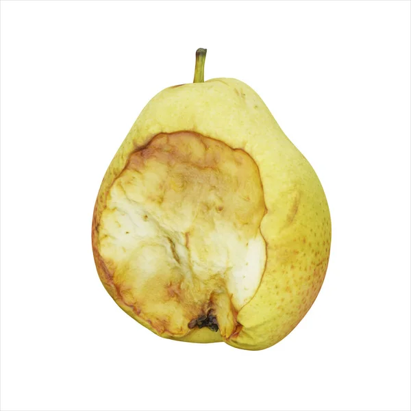 Render Realistic Bitten Yellow Pear Aislado Sobre Fondo Blanco Elemento —  Fotos de Stock