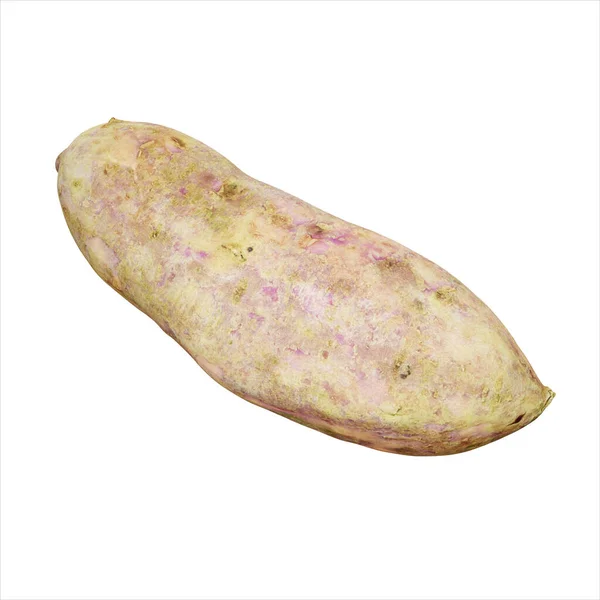 Render Realistische Verse Zoete Aardappel Geïsoleerd Witte Achtergrond Voedselelement — Stockfoto