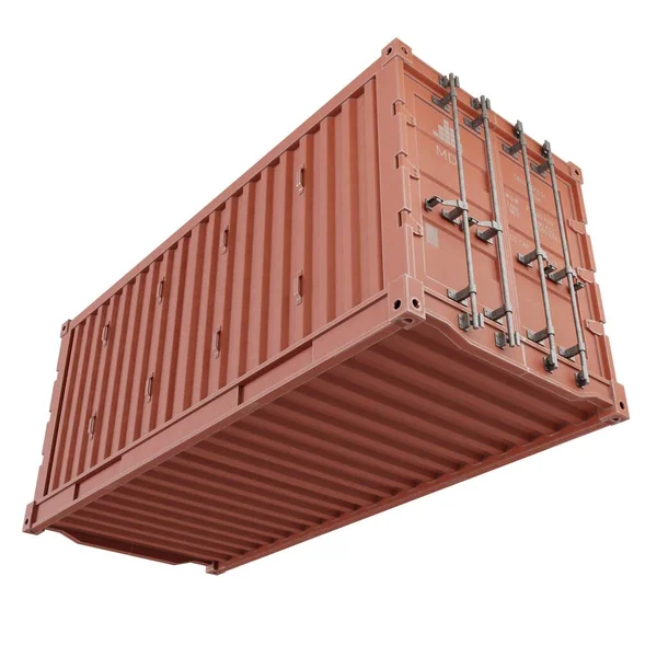 Red Delivery Cargo Konténer Szállító Konténer Realisztikus Render Elszigetelt Fehér — Stock Fotó