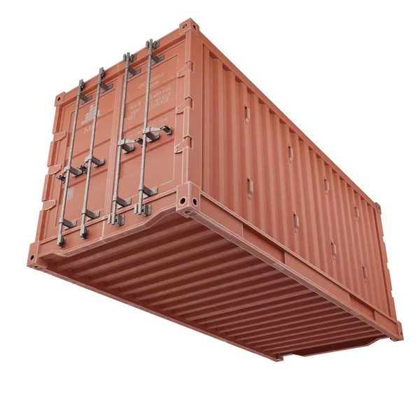 Red Delivery Cargo Container Shipping Container Realistic Render Isolated White — Stock Photo, Image