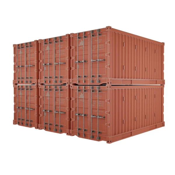 Red Delivery Cargo Containers Shipping Container Realistic Render Isolated White — Stock Photo, Image