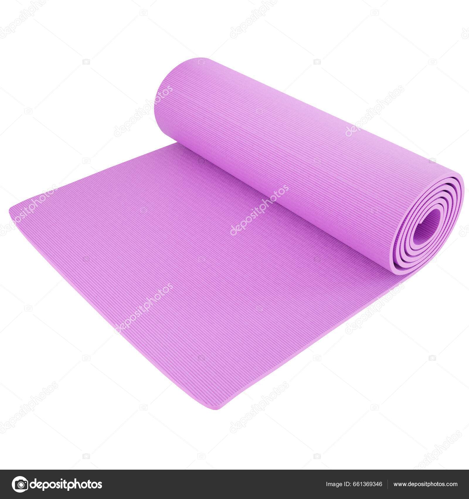 Pink Rolled Yoga Mat Terisolasi Latar Belakang Putih Perender Realistik