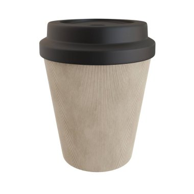 Bej kullan-at kağıt kahve kupası. Beyaz arka planda izole edilmiş. Gerçekçi 3B Hazırlama.