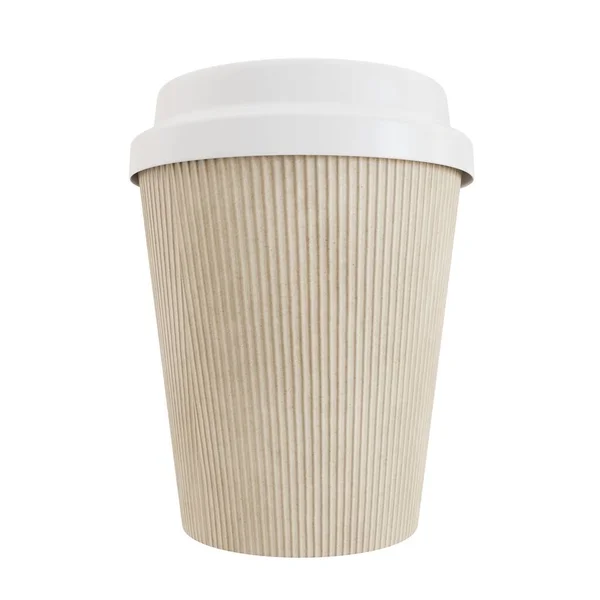Beige Wegwerp Paper Coffee Cup Geïsoleerd Witte Achtergrond Realistische Render — Stockfoto