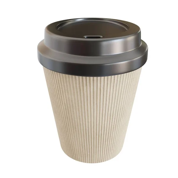 Beige Wegwerp Paper Coffee Cup Geïsoleerd Witte Achtergrond Realistische Render — Stockfoto