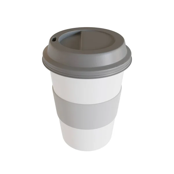 Grey Disposable Plastic Coffee Cup Isolated White Background Realistic Render — Stock Photo, Image