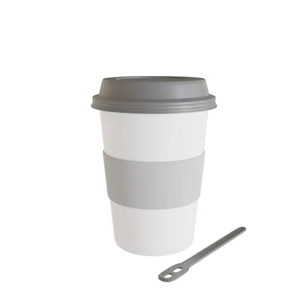 Grey Disposable Plastic Coffee Cup Isolated White Background Realistic Render — Stock Photo, Image