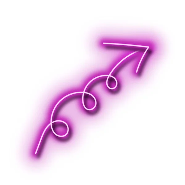 Pinkfarbenes Abstraktes Neon Pfeil Symbol Isoliert Auf Weißem Hintergrund — Stockfoto