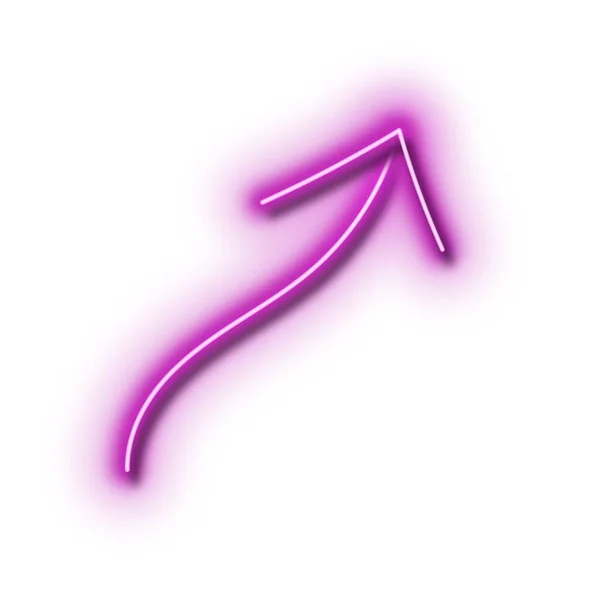 Pinkfarbenes Abstraktes Neon Pfeil Symbol Isoliert Auf Weißem Hintergrund — Stockfoto