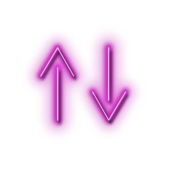 Rózsaszín Neon Arrow Absztrakt Ikon Elszigetelt Fehér Háttér — Stock Fotó