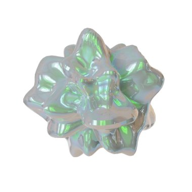 Holografik Modern Soyut Şekil. Gerçekçi 3 boyutlu canlandırma. Beyaz Arkaplanda İzole Edilmiş.