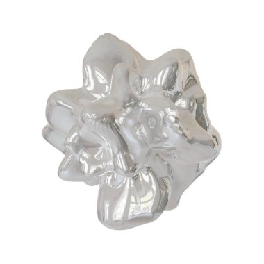 Krom Metalik Soyut Modern Şekil. Gerçekçi 3 boyutlu canlandırma. Beyaz Arkaplanda İzole Edilmiş.