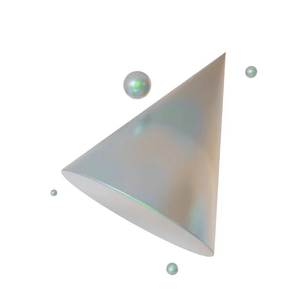 ホログラフィックコーン形状 現実的な3Dレンダリング 白の背景に隔離 — ストック写真