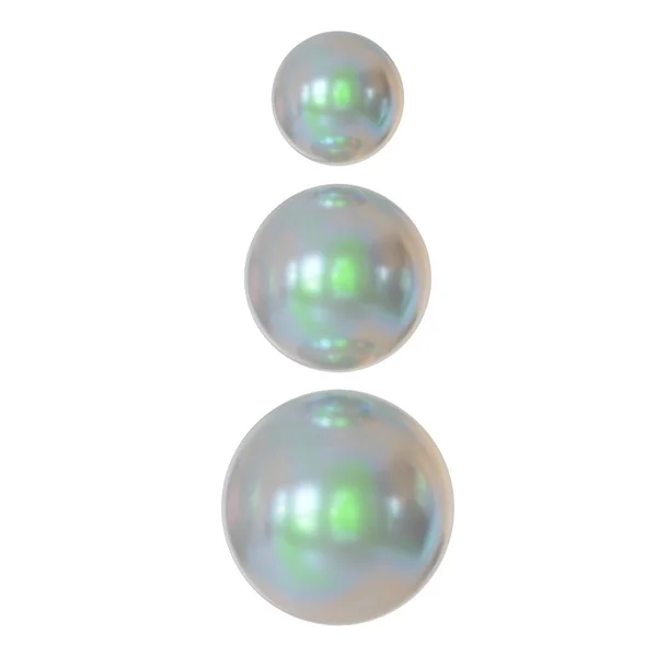 ホログラフィック3つのボールの形 現実的な3Dレンダリング 白の背景に隔離 — ストック写真