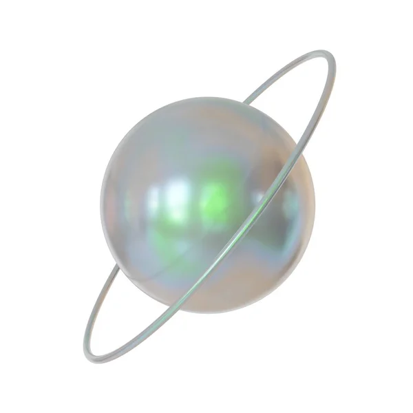 現代のホログラフィックボールの形 現実的な3Dレンダリング 白の背景に隔離 — ストック写真