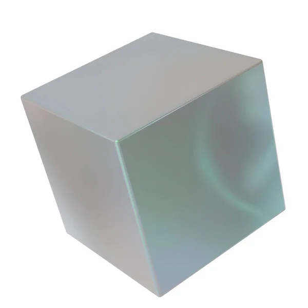 Moderne Holografische Kubus Vorm Realistische Render Geïsoleerd Witte Achtergrond — Stockfoto