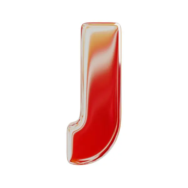 Kırmızı Holografik Harf Gerçekçi Boyutlu Canlandırma Beyaz Arkaplanda Zole Edilmiş — Stok fotoğraf