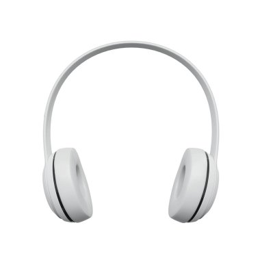 Müzik için beyaz kablosuz kulaklıklar. Gerçekçi 3 boyutlu canlandırma. Beyaz Arkaplanda İzole Edilmiş