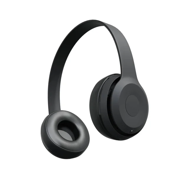 Black Wireless Headphones Music Realistic Render Isolated White Background — Stock Photo, Image