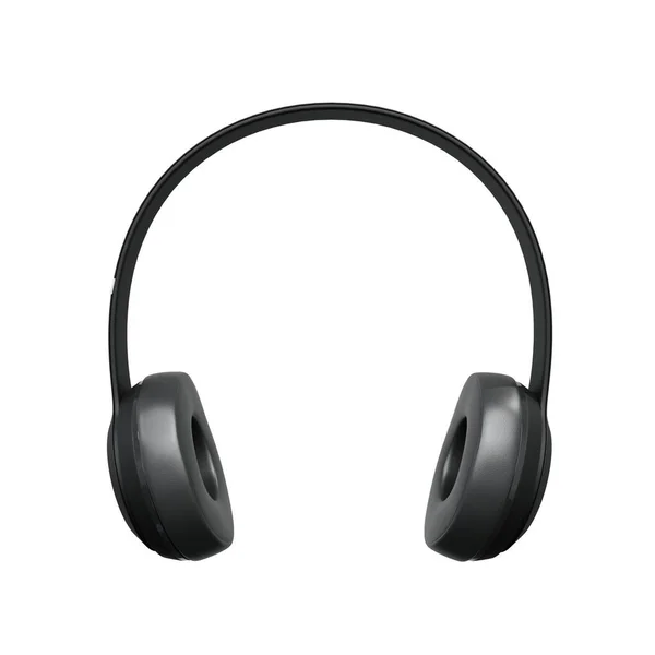 Czarne Słuchawki Bezprzewodowe Muzyki Realistyczny Render Izolacja Białym Tle — Zdjęcie stockowe