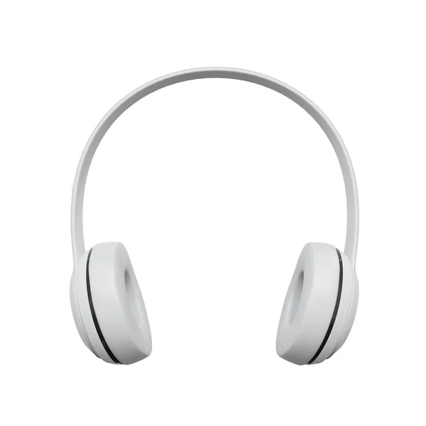 Białe Bezprzewodowe Słuchawki Muzyki Realistyczny Render Izolacja Białym Tle — Zdjęcie stockowe