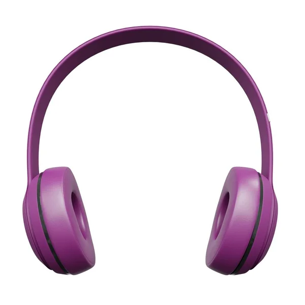 音楽用のピンクワイヤレスヘッドフォン 現実的な3Dレンダリング 白の背景に隔離 — ストック写真