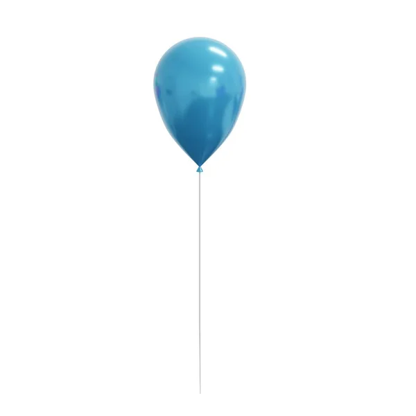 ブルーパーティー気球1機 現実的な3Dレンダリング 白の背景に隔離 — ストック写真