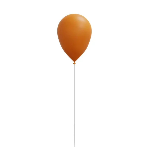 橙色派对气球 现实的3D渲染 因白种人背景而被隔离 — 图库照片