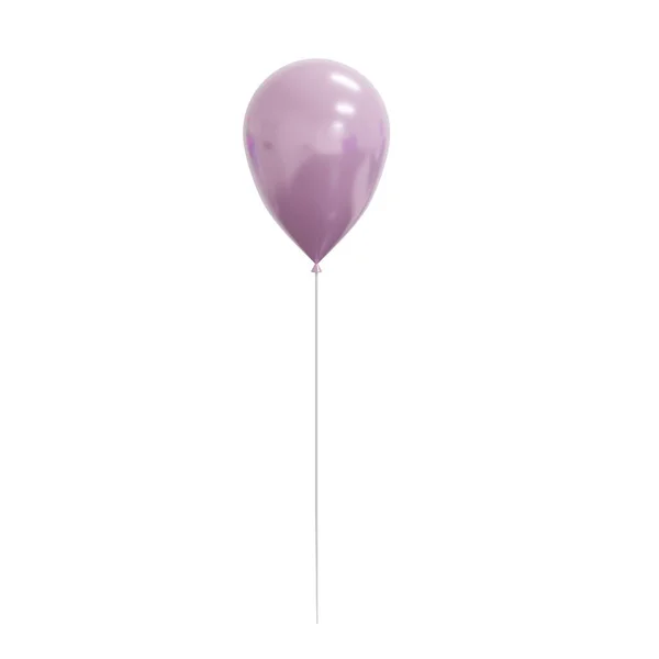 Jeden Różowy Balon Imprezowy Realistyczny Render Izolacja Białym Tle — Zdjęcie stockowe