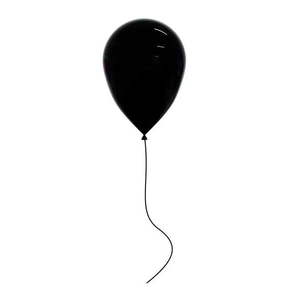 Jeden Czarny Balon Imprezowy Realistyczny Render Izolacja Białym Tle — Zdjęcie stockowe