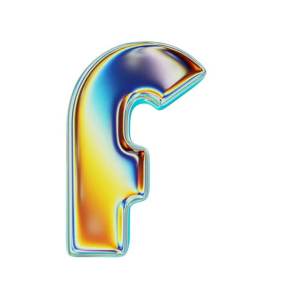 stock image Colorful Holographic Letter F. Realistic 3D Render. Isolated On White Background.