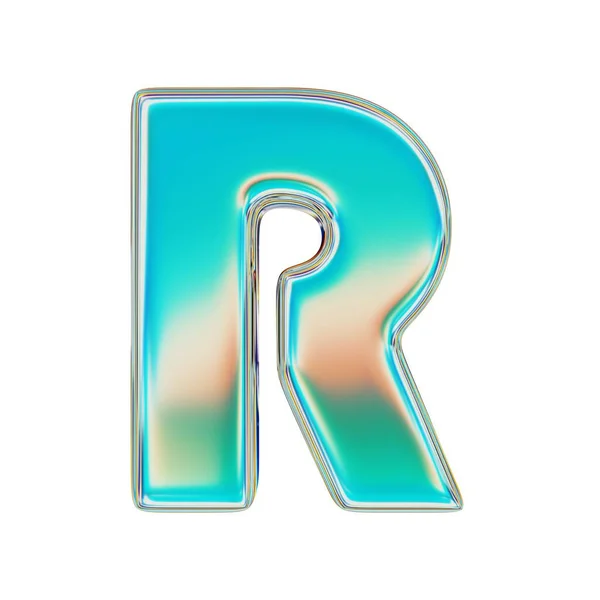 Blue Holographic Letter Realistic Render Isolated White Background — Stock Photo, Image