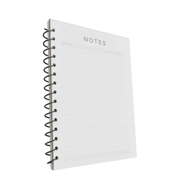 Λευκό Σημειωματάριο Ρεαλιστική Render Απομονωμένα Λευκό Φόντο Σελίδα Σημειώσεων — Φωτογραφία Αρχείου