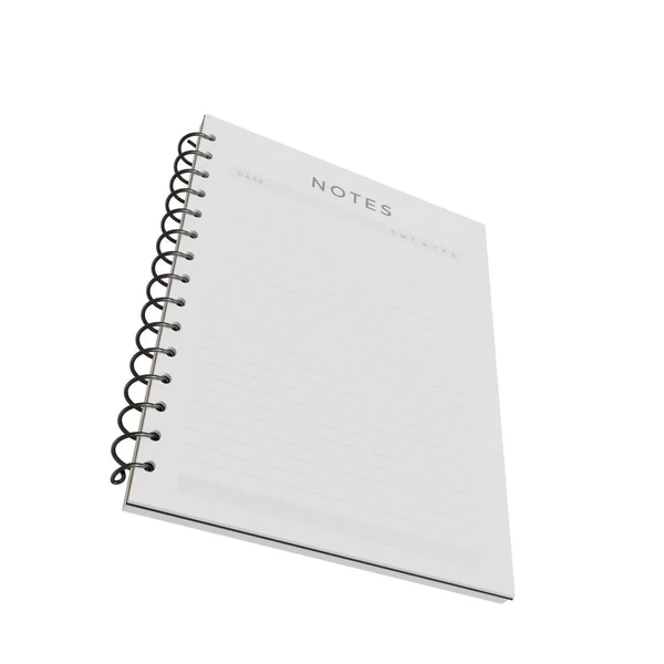 Cuaderno Blanco Realista Render Aislado Sobre Fondo Blanco Página Notas — Foto de Stock