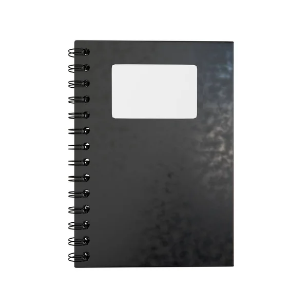 Zwart Notitieboekje Met Pen Realistische Render Geïsoleerd Witte Achtergrond — Stockfoto