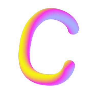 Sarı Pembe Şeker Harfi C. 3D Render. Beyaz Arkaplanda İzole Edilmiş