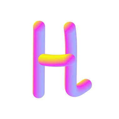 Sarı Pembe Şeker Harfi H. 3D. Beyaz Arkaplanda İzole Edilmiş