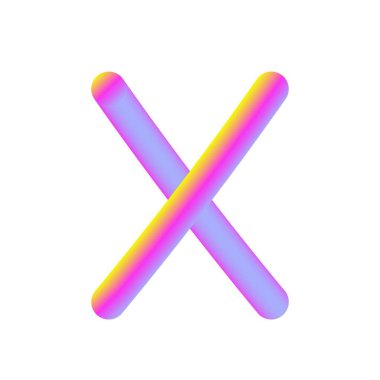 Sarı Pembe Şeker Harfi X. Üç boyutlu çizim. Beyaz Arkaplanda İzole Edilmiş