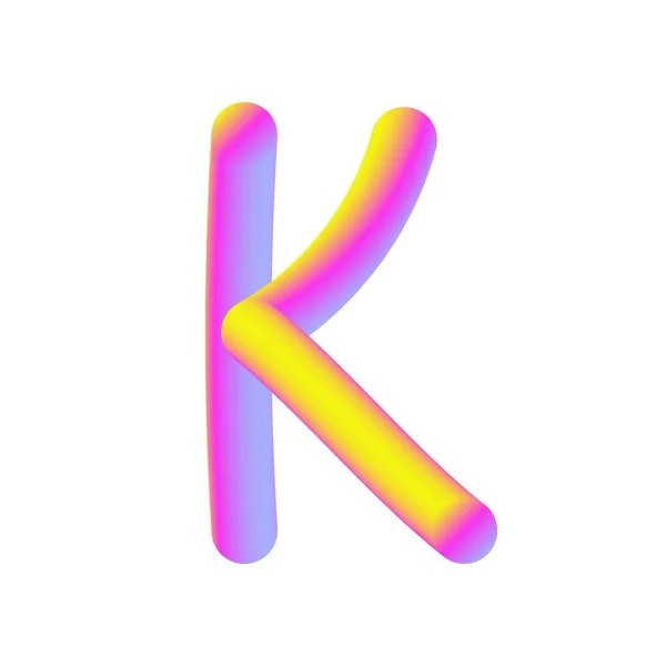 黄色粉红糖果字母K 3D渲染 因白种人背景而被隔离 — 图库照片