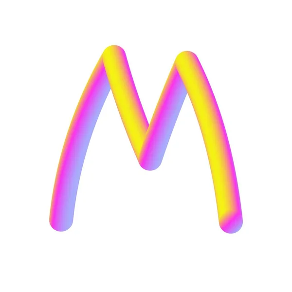 黄色粉红糖果字母M 3D渲染 因白种人背景而被隔离 — 图库照片