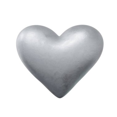 Gümüş Doku 3D Kalp. Beyaz arka planda izole edilmiş. Gerçekçi Render