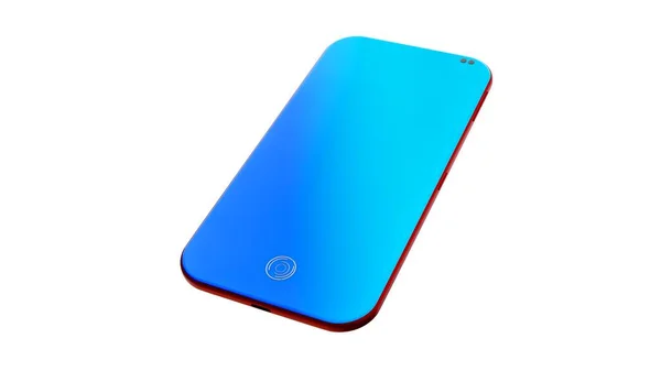 Blue Mobile Phone Icon Render Isolated White Background — Stock Photo, Image