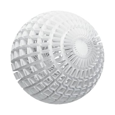 Beyaz Balo. Soyut Modern Şekil. Beyaz arka planda izole edilmiş. 3B Hazırlama