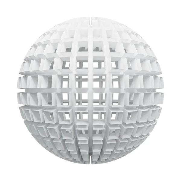 Λευκή Μπάλα Αφηρημένη Σύγχρονη Μορφή Απομονωμένα Λευκό Φόντο Αποτύπωση — Φωτογραφία Αρχείου