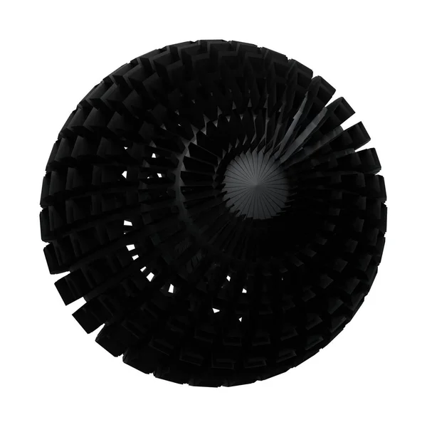 ブラックボール 抽象的な現代の形状 ホワイトバックグラウンドで孤立 3Dレンダリング — ストック写真
