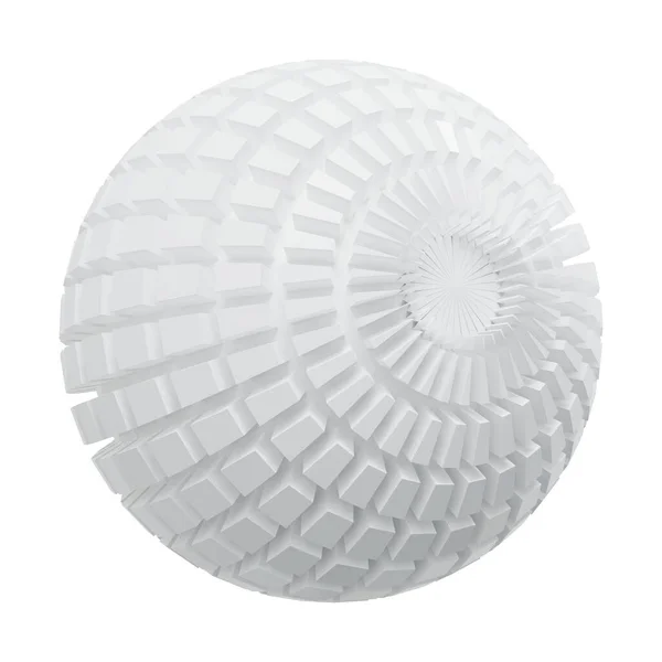 ホワイトボール 抽象的な現代の形状 ホワイトバックグラウンドで孤立 3Dレンダリング — ストック写真