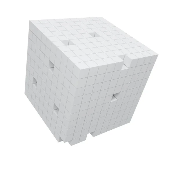 Witte Kubus Abstract Moderne Vorm Geïsoleerd Witte Achtergrond Render — Stockfoto