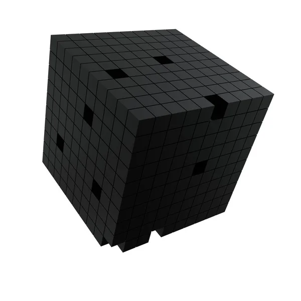 Cubo Negro Forma Moderna Abstracta Aislado Sobre Fondo Blanco Renderizado — Foto de Stock