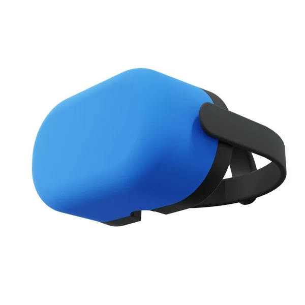 蓝色黑色Vr耳机 白种人背景 3D渲染 虚拟现实 — 图库照片