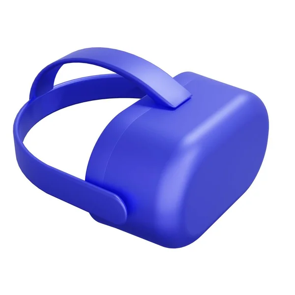 蓝色Vr耳机 白种人背景 3D渲染 虚拟现实 — 图库照片